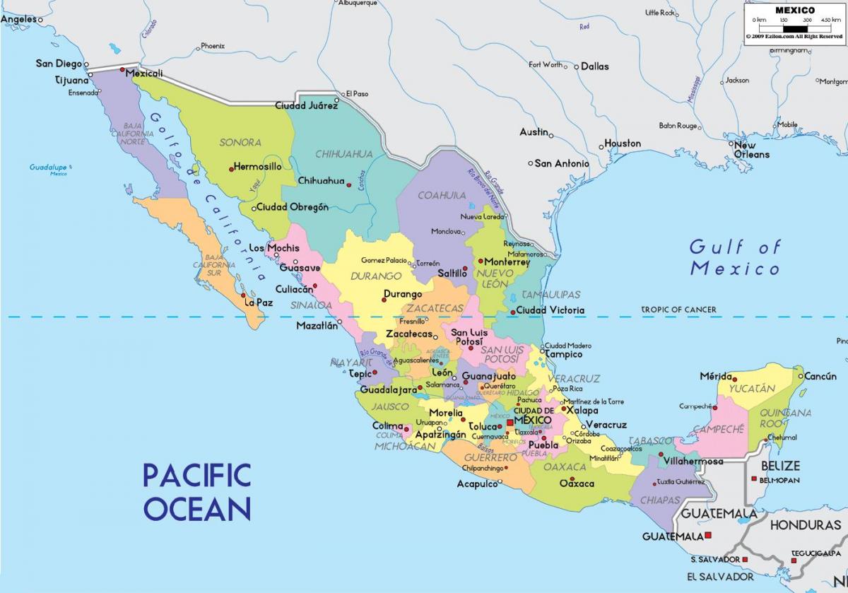 kaart Mexico City riik