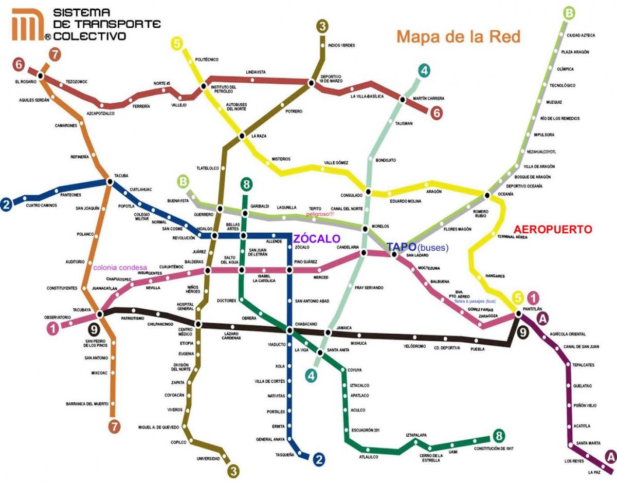 Mexico City rongi kaart