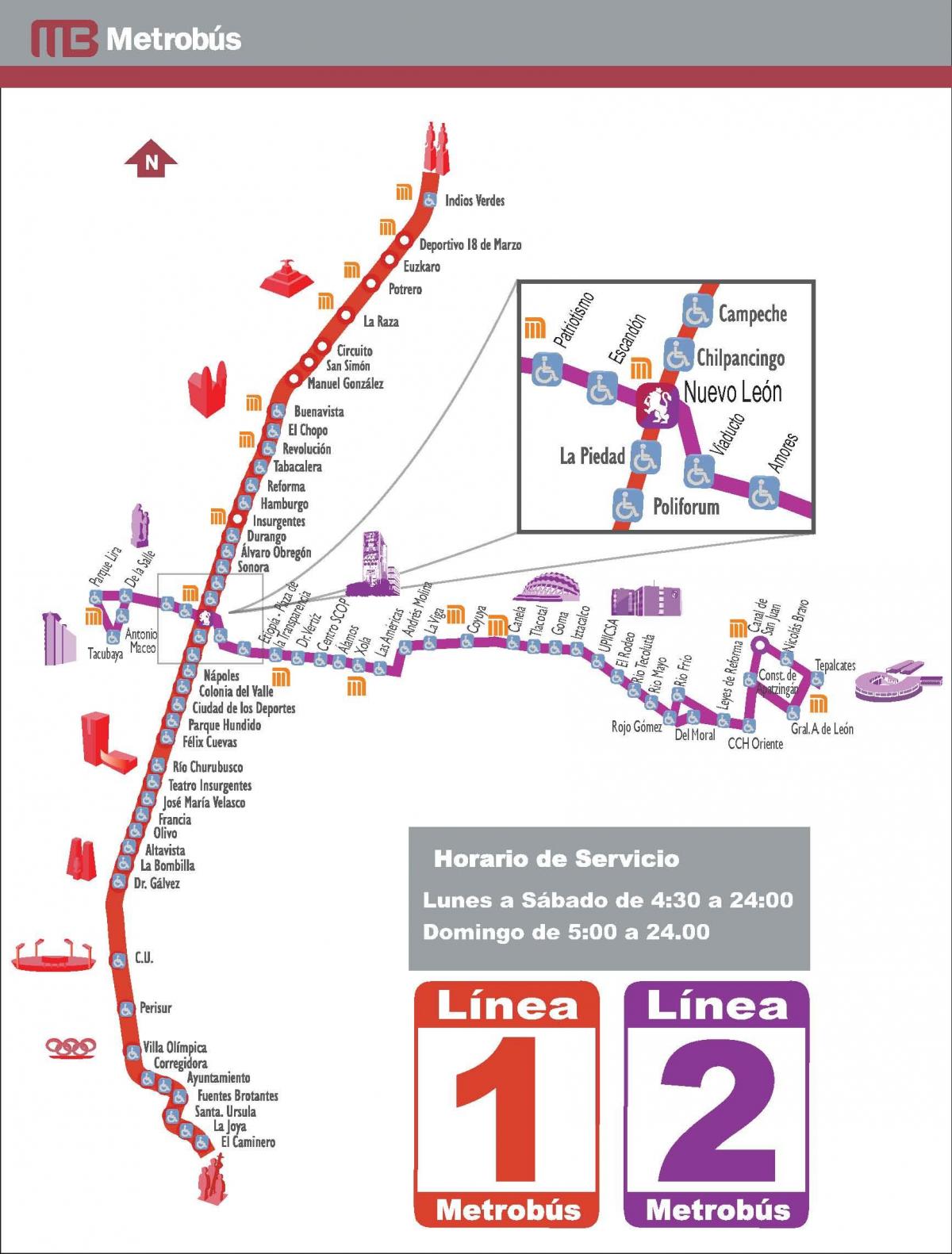 kaart metrobus Mexico City
