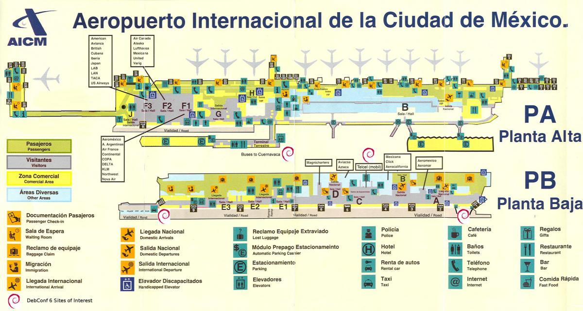 Mexico City rahvusvaheline lennujaam kaart