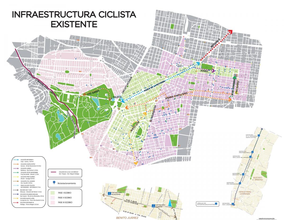 kaart Mexico City bike
