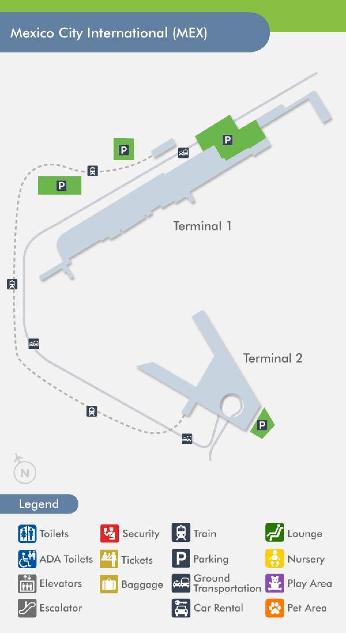 Mexico City lennujaama terminali kaart