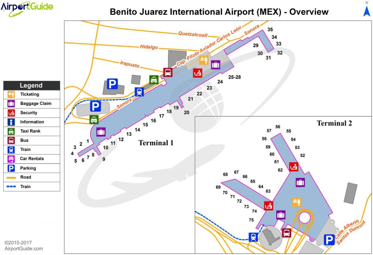 Mexico City lennujaama värava kaart