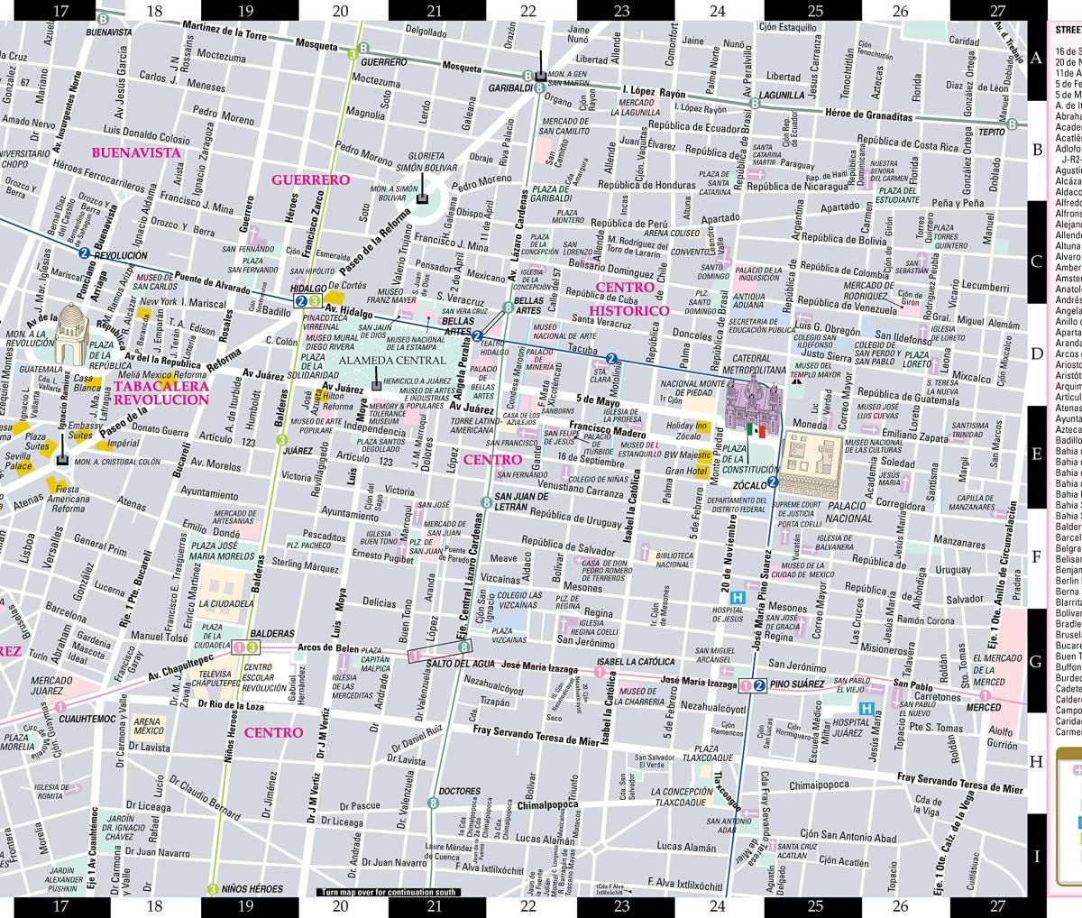 kaart streetwise Mexico City